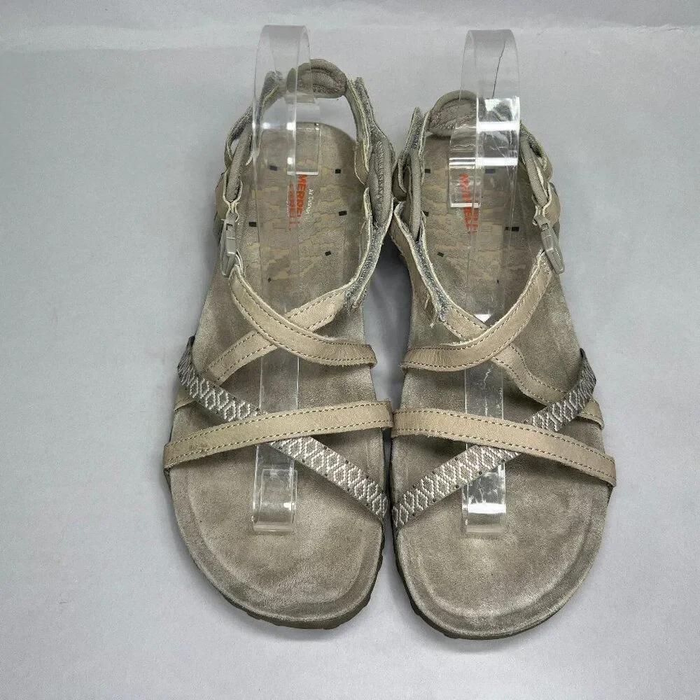 Merrell Terran Lattice II Sandal Women 10 Tan‎ Athletic Outdoor Hiking Flip Flop